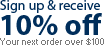 email promotion sign up - 10% off sale