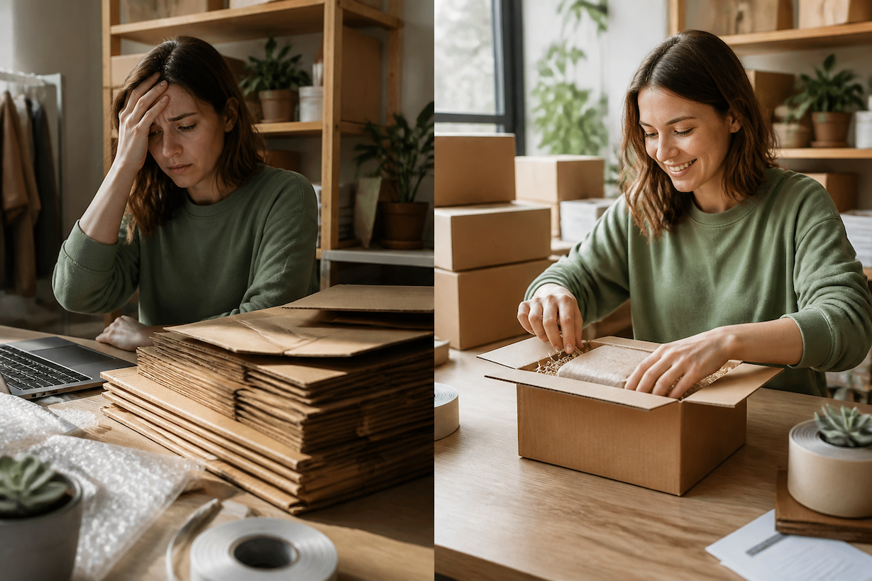 What happens when sellers run out of shipping boxes during a sales spike